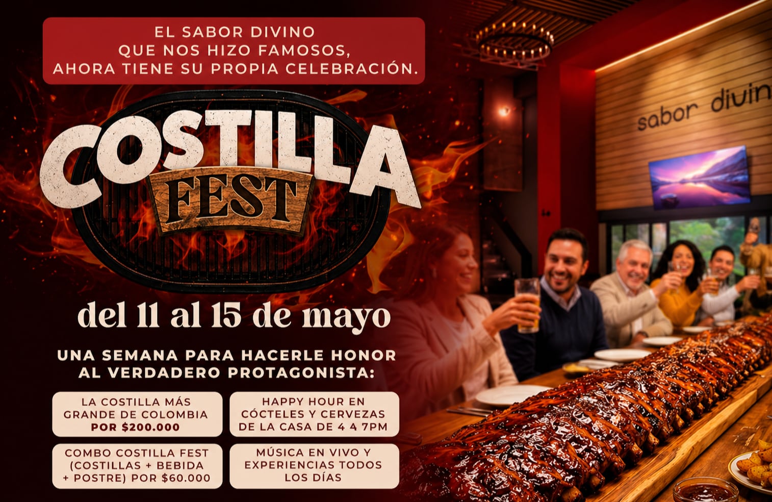 Del 11 al 15 de mayo, la Zona Rosa de Bogotá será el epicentro de la experiencia culinaria Costilla Fest para los amantes de la carne - crédito Costilla Fest