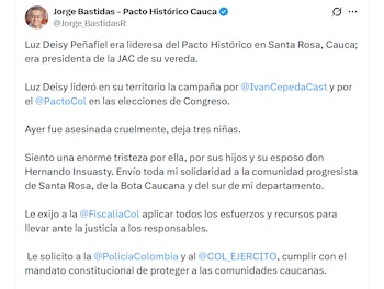 El partido Pacto Histórico y sus representantes exigen justicia en este y otros casos - crédito Jorge Bastidas / X