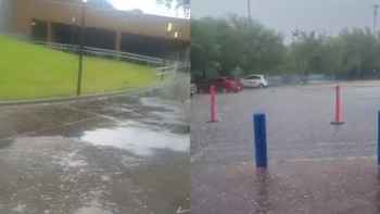 Fuerte granizada sorprende a Monterrey y cubre de blanco a la UANL