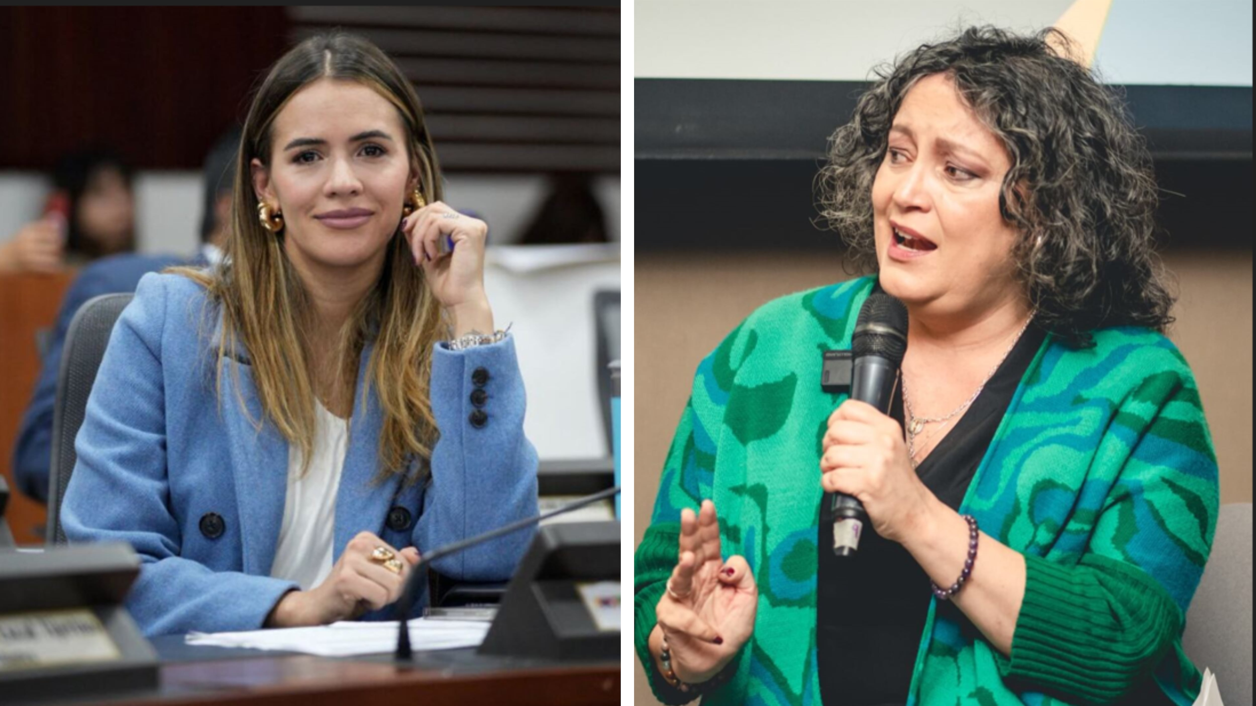 Senadora Angélica Lozano acusó a Mafe Carrascal de abandonar el recinto para detener el avance de la propuesta - crédito Mafe Carrascal/Facebook y Angélica Lozano/X