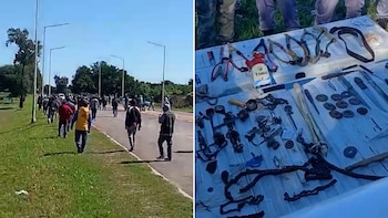 Chaco: la policía impidió un corte de ruta y secuestró armas blancas, hachas y gomeras a los manifestantes