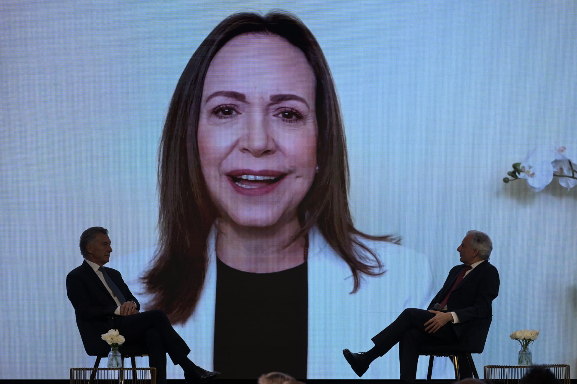 El mensaje de Corina Machado en la cena (Foto: Prensa Fundación Libertad)