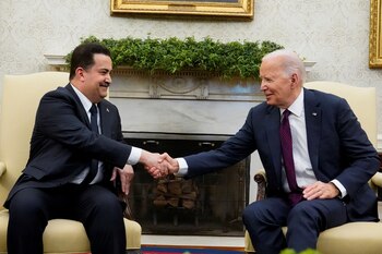 Biden en el Despacho Oval de la Casa Blanca una reunión con el primer ministro iraquí, Mohamed Shia al Sudani (REUTERS/Elizabeth Frantz)