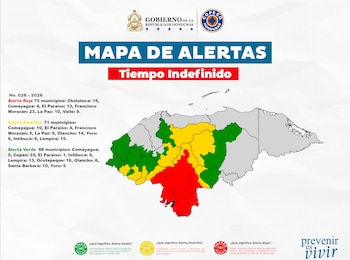 Otros 71 municipios permanecen en Alerta Amarilla y 88 en Alerta Verde por la falta de lluvias en Honduras.
