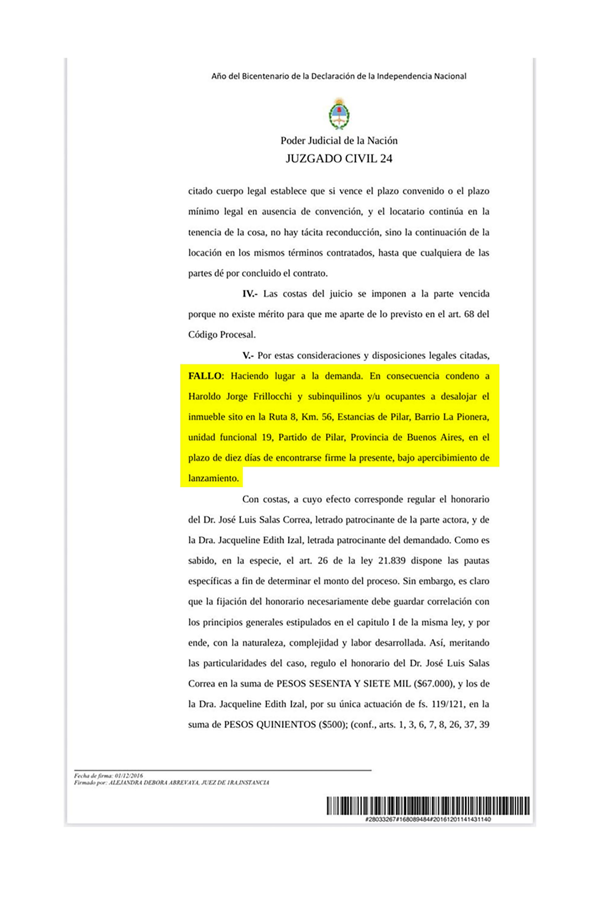 Fallo de desalojo contra Jorge Frillocchi en otro country de zona norte