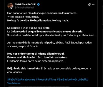 El mensaje de Andreína Baduel