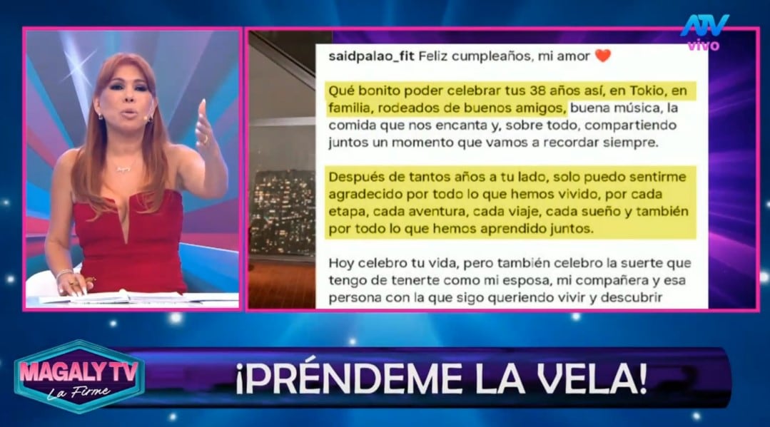 Magaly Medina advierte a Said Palao tras mensaje a Alejandra Baigorria: “No hay que confiarse de las palabras”. Captura: Magaly TV La Firme.
