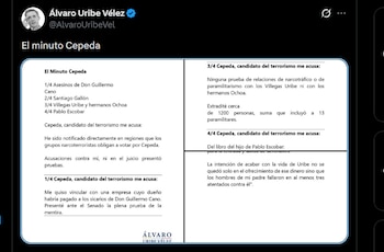 Álvaro Uribe - crédito @AlvaroUribeVel/X