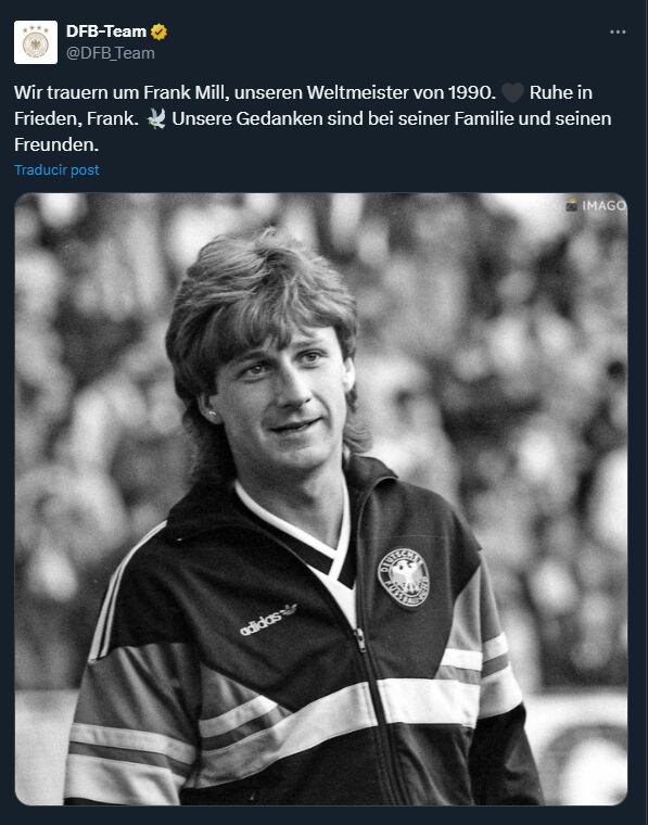 La selección alemana y los equipos por los que pasó despidieron a Mill