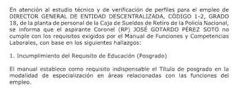 Desde Casu indicaron que Pérez Soto no cumpliría con los requisitos académicos para dirigir la entidad - crédito suministrado a Infobae