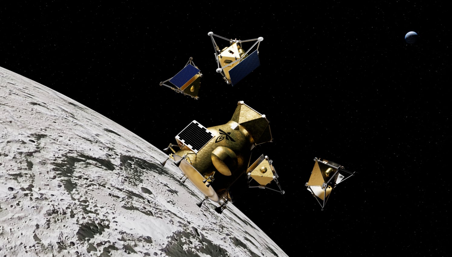 La empresa Firefly desarrolla una nave destinada a desplegar drones de exploración y recolectar datos sobre la geografía y los recursos del satélite (Firefly Aerospace)