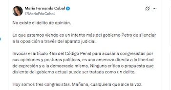 La senadora María Fernanda Cabal