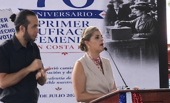 La mandataria anunció la reserva de ¢125 millones del Inder para impulsar el futuro Centro Cívico Productivo Primer Voto Femenino. Crédito: Captura Presidencia de La República