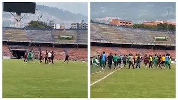 Batalla campal en la Supercopa Juvenil Sub-20 quedó en video: Atlético Nacional y Deportes Tolima se enfrentaron tras el partido y en plena cancha