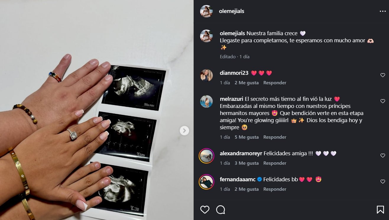 Olenka Mejía revela que está embarazada y mantiene en reserva la identidad del padre de su bebé. Captura: Instagram.