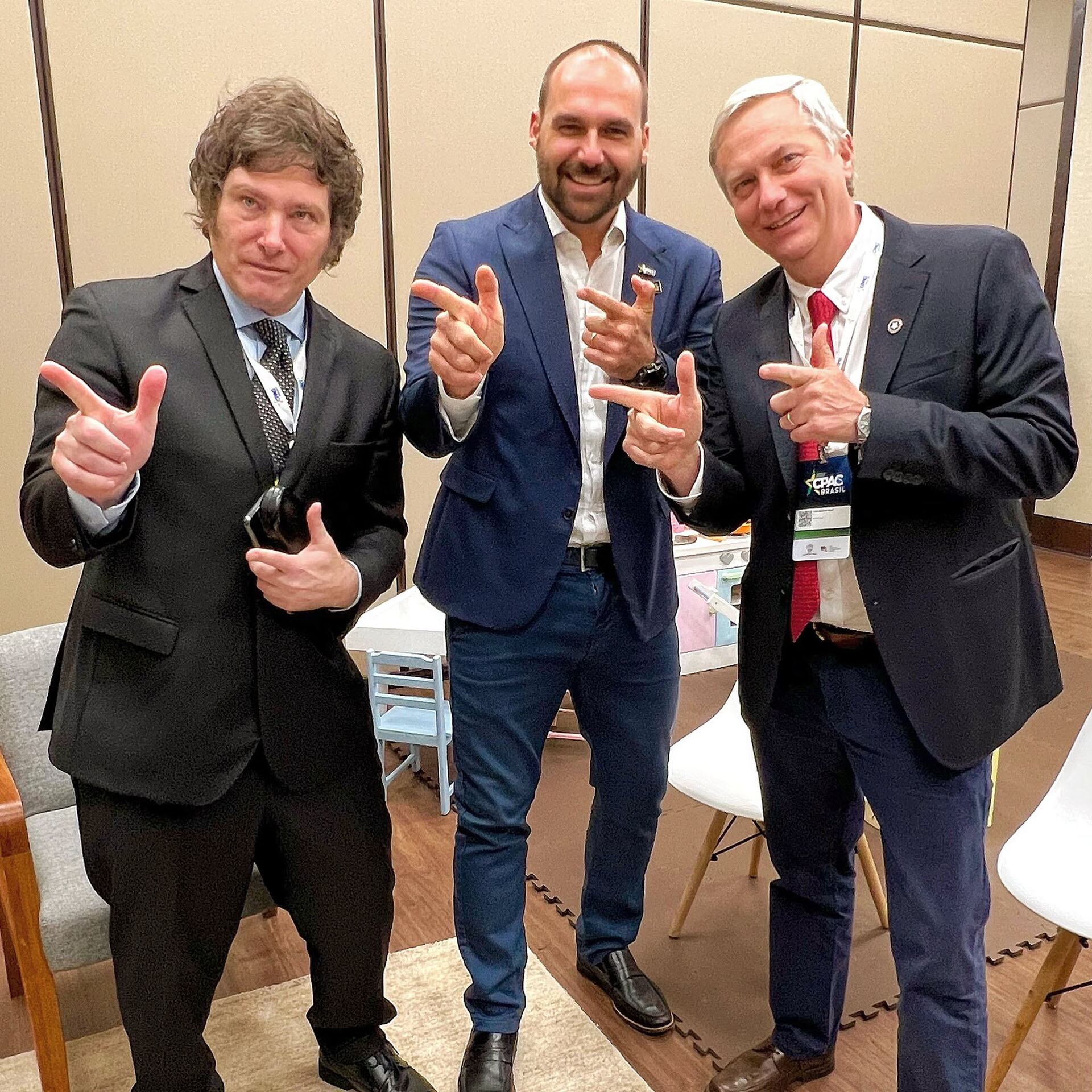 Javier Milei junto a José Antonio Kast y Eduardo Bolsonaro