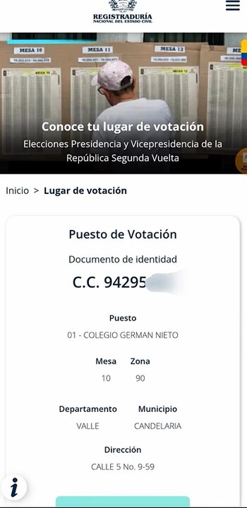 Cédula de persona fallecida en el censo electoral - crédito @saraigallego19991/Instagram