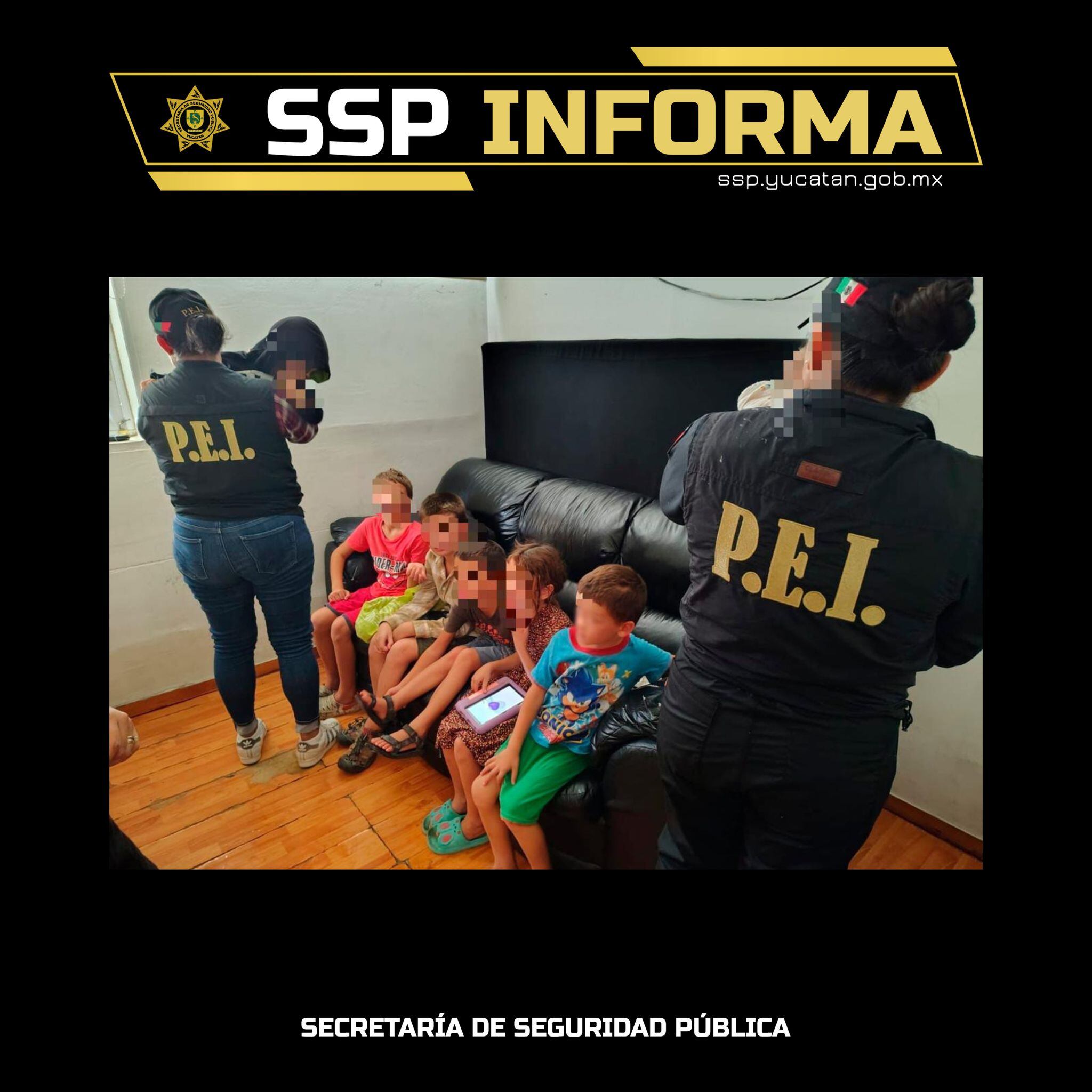 Autoridades fueron alertadas por el hallazgo de los niños en un domicilio en Mérida. Foto: (SSP Yucatán)