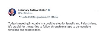 El tuit de Antony Blinken
