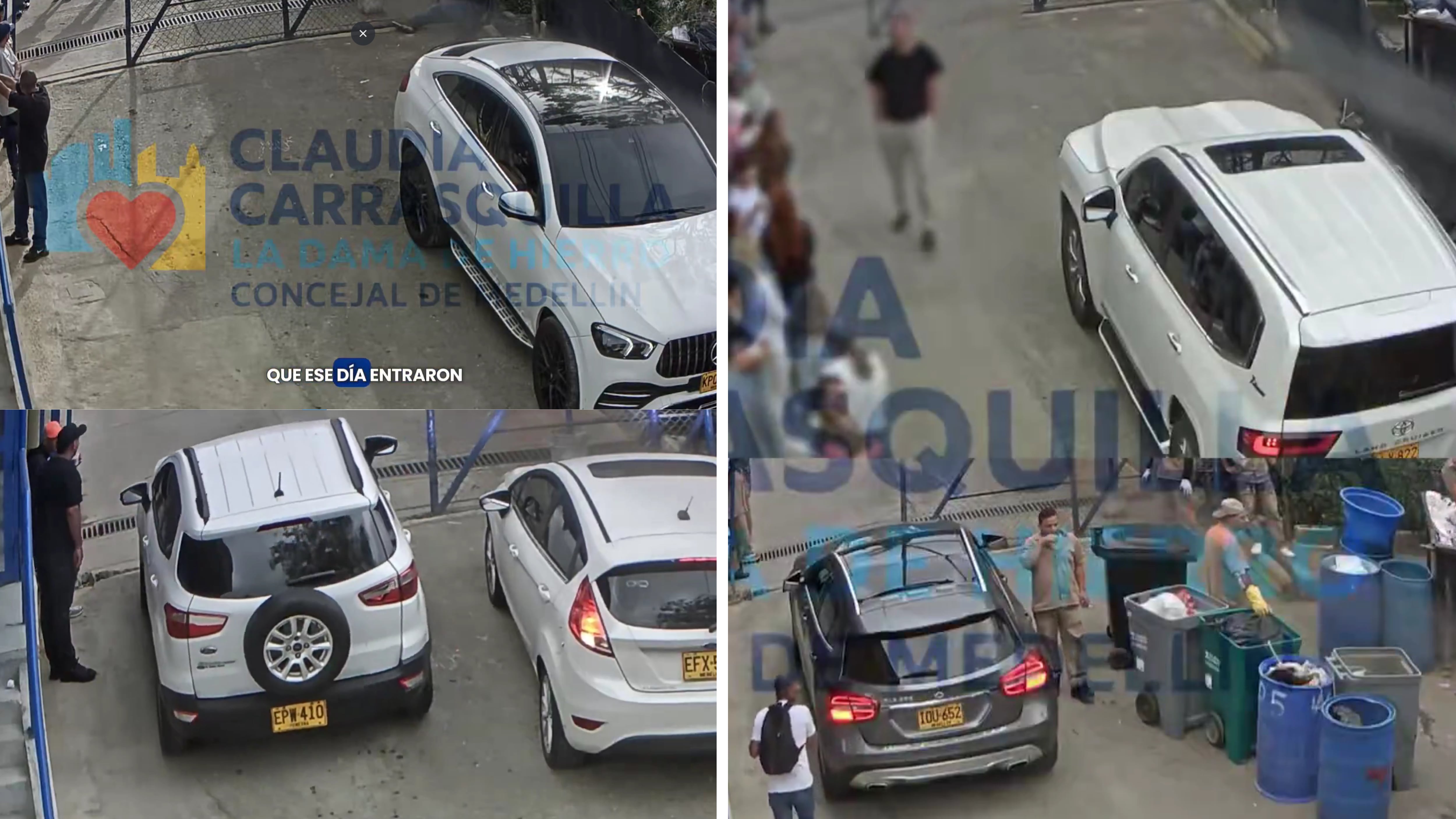 Cámaras de seguridad registraron el ingreso de vehículos de alta gama como Mercedes-Benz GLA, Toyota Land Cruiser 300 y Mercedes-Benz GLE 53 a la cárcel de Itagüí durante la celebración - crédito Claudia Carrasquilla/X