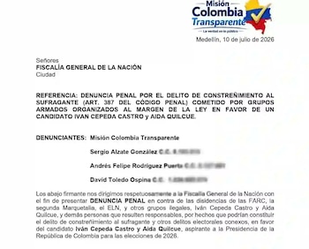 Los denunciantes señalaron que los hechos podrían constituir el delito de constreñimiento al sufragante y otros delitos electorales - crédito Misión Colombia Transparente