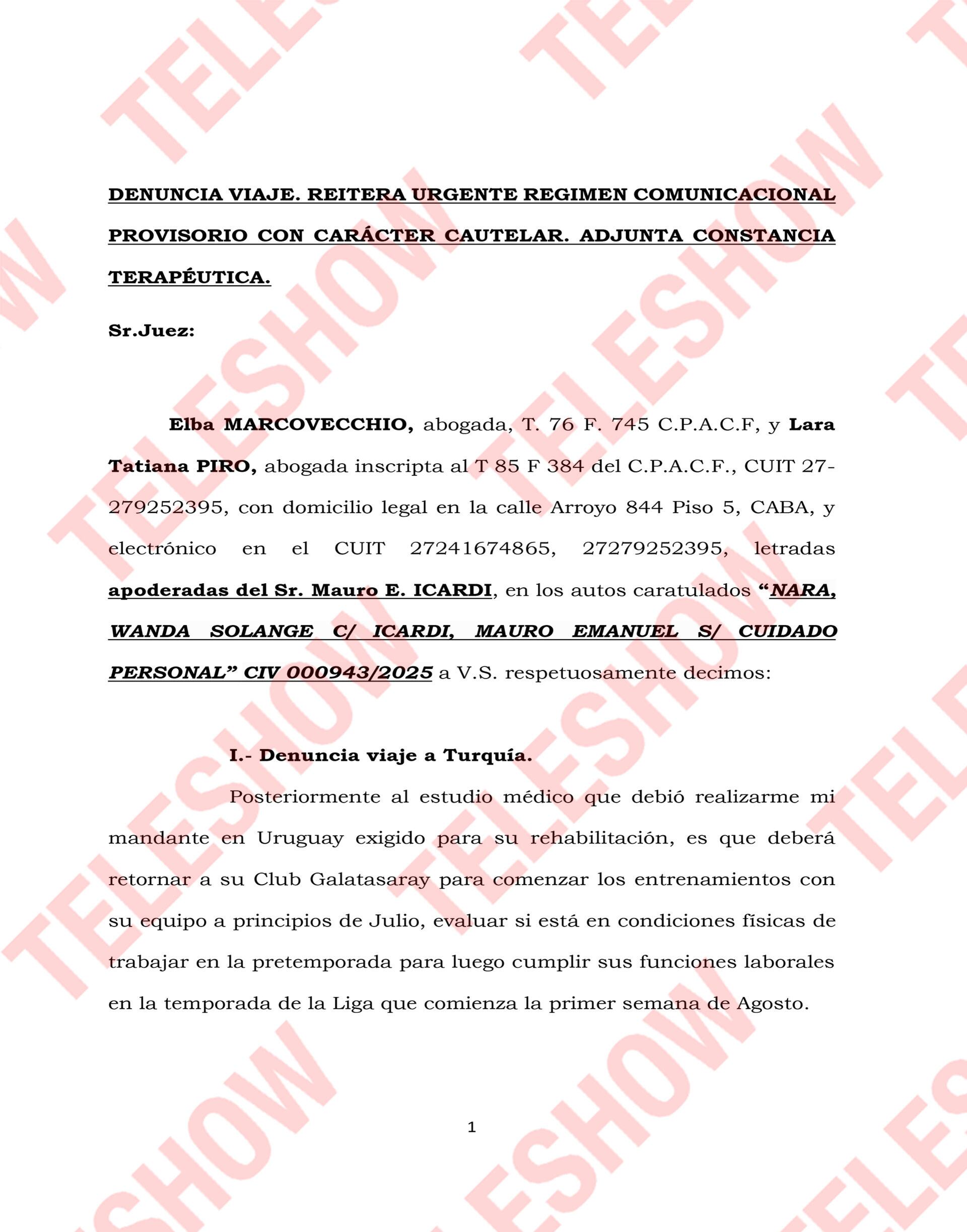 El jueves por la tarde Mauro Icardi presentó un documento ante el juez de familia (Fuente: Martín Candalaft)