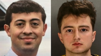 Dos primeros planos de hombres adultos. El hombre de la izquierda tiene cabello oscuro y barba, y sonríe. El hombre de la derecha tiene cabello oscuro y expresión neutra
