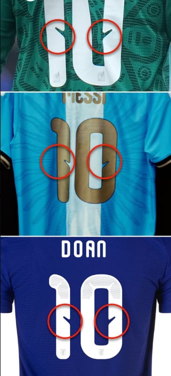 El mismo detalle de la camiseta de James Rodríguez, estuvo presente en la de Lionel Messi con Argentina, y otros jugadores - crédito ClaroSports