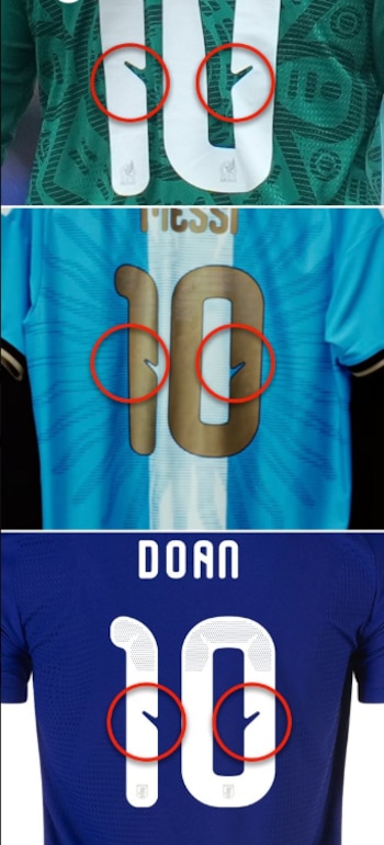 El mismo detalle de la camiseta de James Rodríguez, estuvo presente en la de Lionel Messi con Argentina, y otros jugadores - crédito ClaroSports