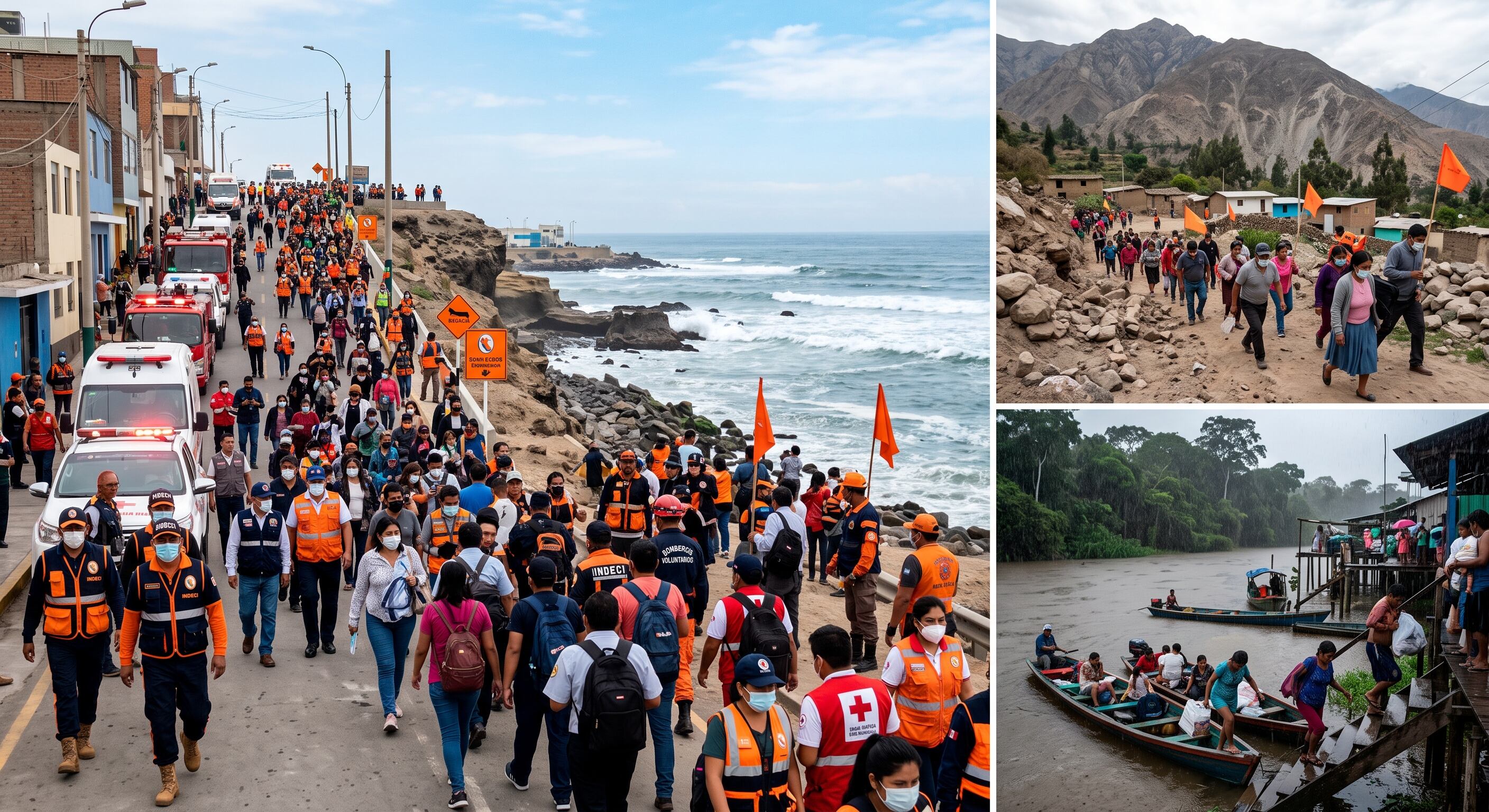 Antes del simulacro, la población debe identificar zonas seguras internas, rutas de evacuación y puntos de reunión. Visuales IA