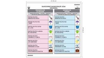 Cédula de votación para las elecciones regionales y municipales 2026