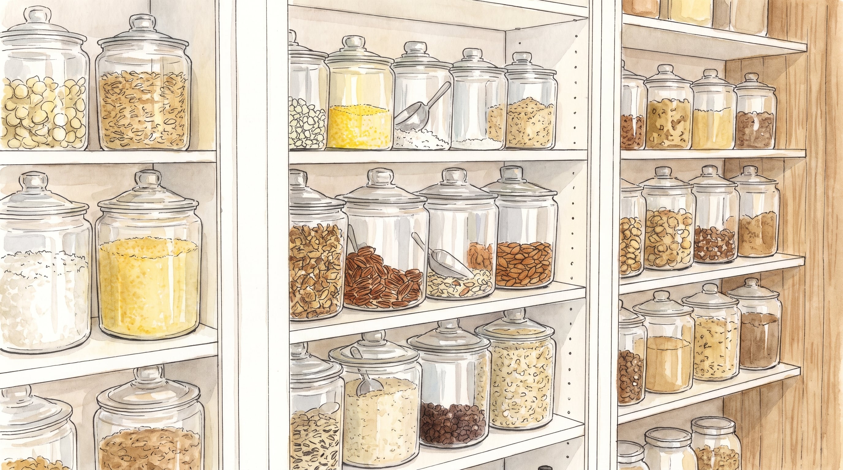 Los frascos de vidrio ayudan a organizar insumos cotidianos, siempre que cada contenido conserve una identificación clara y condiciones seguras de almacenamiento. (Imagen Ilustrativa Infobae)