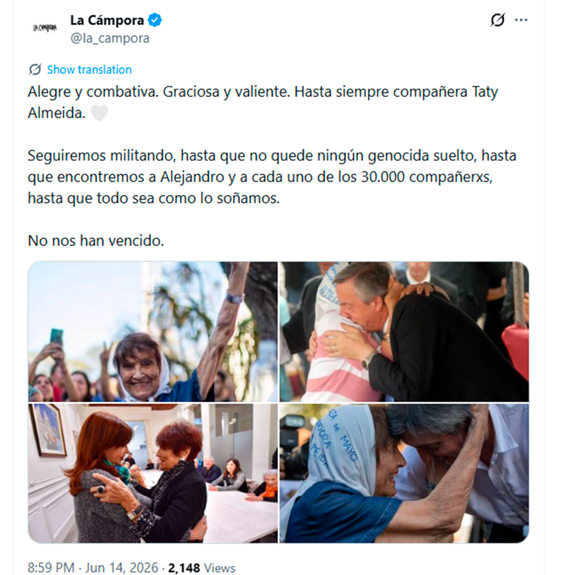 El mensaje de La Cámpora