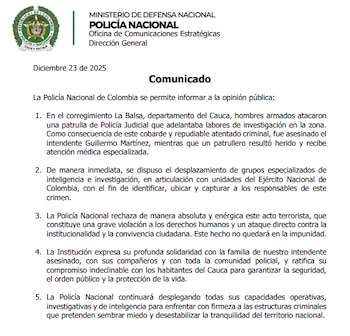 El comunicado oficial tras el