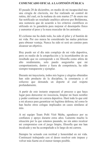 Este fue el comunicado que