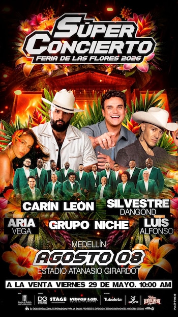 Carin León, Silvestre Dangond, Grupo Niche, Luis Alfonso y Aria Vega conforman la alineación musical del evento de clausura de la Feria - crédito cortesía Gus Rincón