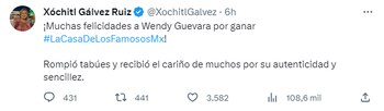 Xóchitl Gálvez felicita por X