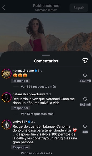 Natanael Cano dejó tres emojis de ojos de corazón en una publicación de Fátima Bosch, destando especulaciones de coqueteo entre ambos. (Instagram)