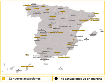 Mapa de los proyectos de Casa 47 en el territorio español (Ministerio de Vivienda y Agenda Urbana)