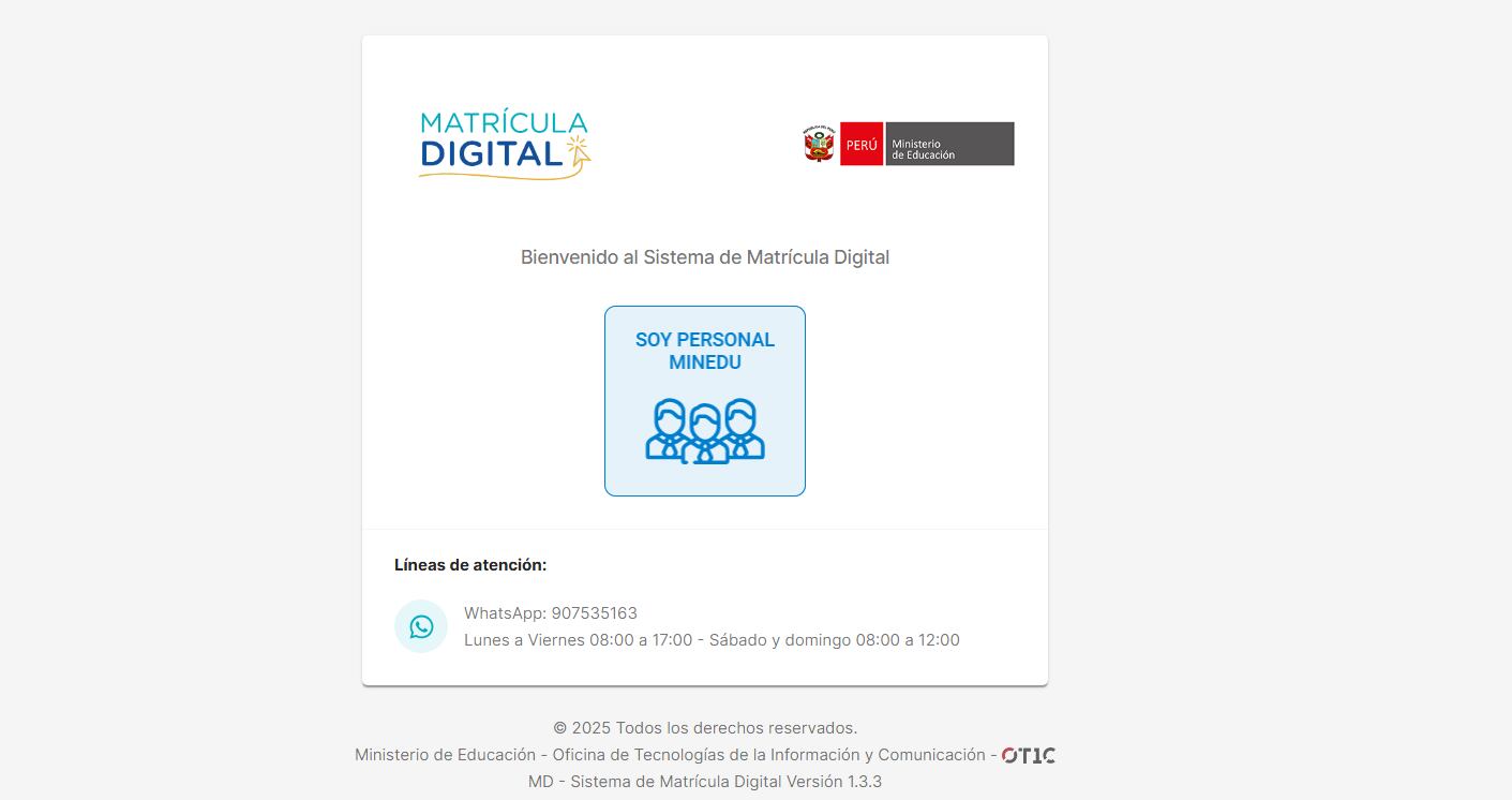 La estrategia digital promueve la equidad e inclusión, ya que elimina barreras geográficas y económicas, permitiendo que más estudiantes accedan a una vacante escolar sin discriminación - Créditos: Minedu.