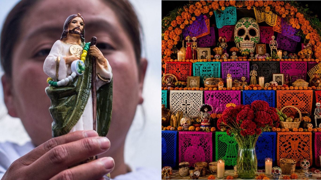 México vive una fecha que mezcla devoción religiosa y tradición prehispánica en torno a la muerte.Composición fotográfica. Fotos: Cuartoscuro/Imagen Ilustrativa Infobae
