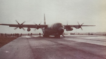 El Hércules TC 63 que resultó derribado por dos Sea Harrier