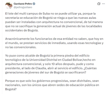 El presidente Gustavo Petro responsabiliza