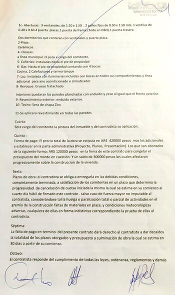 Parte del contrato que firmó