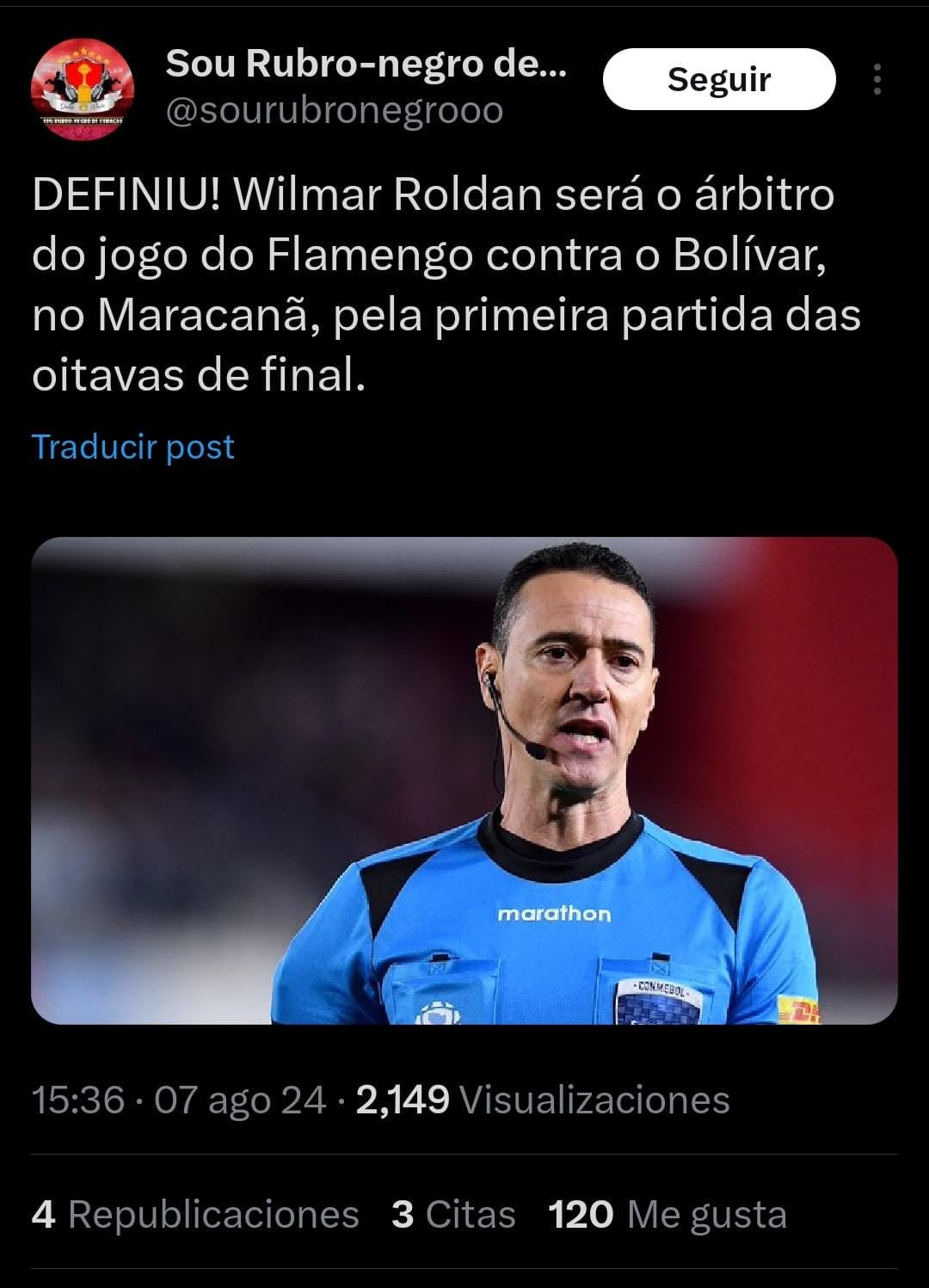 De la siguiente forma se expresó el portal de Flamengo - crédito @sourubronegroooo / X