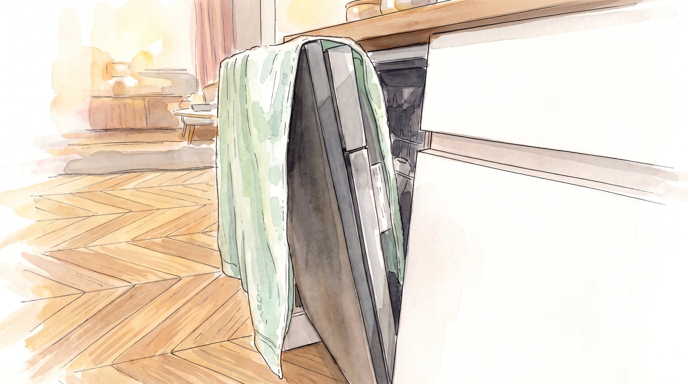 La toalla atrapada en la puerta no mejora por sí sola el secado del lavavajillas. (Imagen Ilustrativa Infobae)