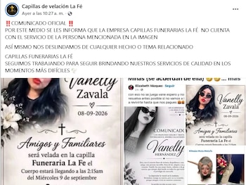 Funeraria negó que la mujer identificada como Vanelly Zavala estuviera siendo velada (Facebook)