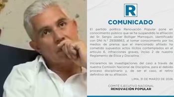 Renovación Popular suspende afiliación del Alcalde de Yanahuara tras presuntamente recibir coima de S/5.000