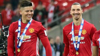 Marcos Rojo y Zlatan Ibrahimovic
