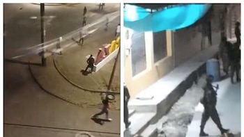 Encapuchados y fuerza pública se